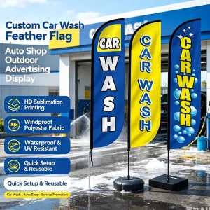 Feather Flags Custom Double Side Digital Print Beach Flag Outdoor Car Wash Open Feather Beach Flag With Pole Kit