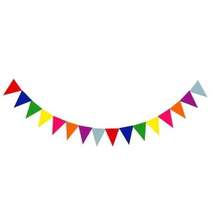 Festival Decoration Colorful Triangle Wavy Pennant Paper Birthday Party Hanging Banner Pull Flag