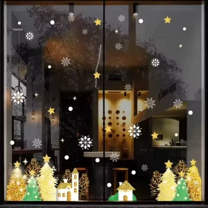 Festive Vibrant Reusable Glass Sticker Christmas Custom Static Glass Stickers Retail Store Window Decor Window Stickers Custom