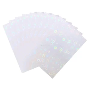 Few Bubble Holographic Overlay PVC BOPP Lamination Film A4 8.5*11 Transparent Adhesive Sparkle Lines Flat Cold Laminate Roll
