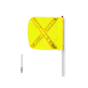 Fiberglass WARNING MINING Safety Buggy Whip With FLAG and Quick Release