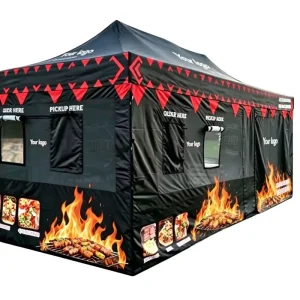 Fireproof Pop up Advertising Tent Custom Printing for Barbecue Stall Waterproof UV Resistant Outdoor Portable Tent