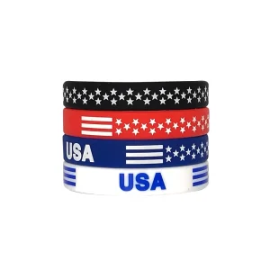 Flag Bracelet Sports Wristband Silicone Bracelets Wrist Rubber Election Wristbands with Print Silicon Wristband Custom Logo