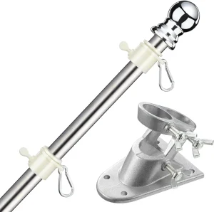 Flag Pole Kit 6 FT Flag Pole with Bracket Heavy Stainless Steel Garden Flagpole Home Commercial Outdoor Wall Mounted Flagpole