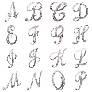 Flashed Letter O Brooch High grade Rhinestone Brooch Base Metal Initial Letter Fashion Brooch Pin