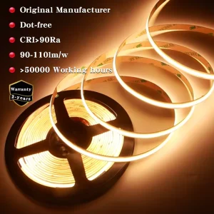 Flexible 320 480leds COB LED Strip Light 24V 8mm IP20 Bedroom LED Tape Light Strip with CE RoHS Led Strip Light 5m 10m Roll