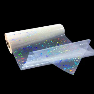 Flexography Anti-scratch Translucent BOPP Cold Lamination Film Roll Hologram Broken Glass Pattern Soft Grocery Promotion
