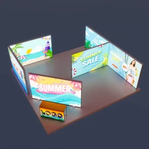 Floor Standing Backlit Tension Fabric Exhibition Light Box 20×20 Trade Show Booth Display Light Box