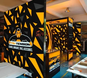 Floor Standing Backlit Tension Fabric Modern Exhibition Light Box Trade Show Booth Display