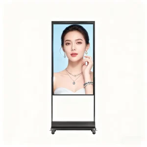 Floor Standing Lcd Advertising Display for Elevators Indoor Digital Signage Store Marketing Removable with Universal Wheel