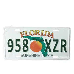 Florida Design Metal Car License Plate Custom Embossed Metal Sign