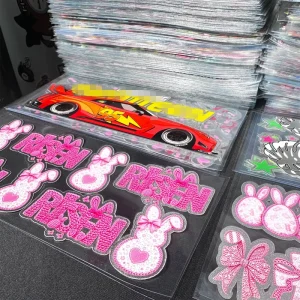 Flowing Silver Holographic UV Stickers for Tumblers Cup Wraps Eco Friendly PET Material Easily Transfer Ready to Press
