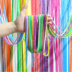 Fluorescent Three-Color PET Rain Silk Banner Flag Festival Party Decoration Hanging Streamer