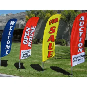 Flying Beach Flag Banner Aluminum Flagpole for Advertising Roadside Use Eco Friendly Adjustable Portable Feather Teardrop Design