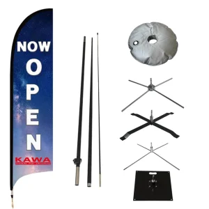 Flying Feather Fiberglass Banner Knife Flag With Wall Mount For Retail Business Custom Size & Digital Printing