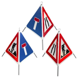 Foldable Portable Tripod Warning Sign Triangle Stand Roll up Road Sign