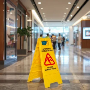Folding Standing Safety Yellow PP Caution Wet Floor Warning Sign Board Fourth Grade Reflective Film 630x210x630mm