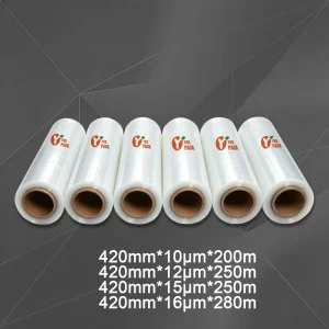 Food Grade Moisture Proof Soft Stretch Film 50cm*15mic*200m Width Casting Rolls Stretch Film Roll for Industrial Packaging