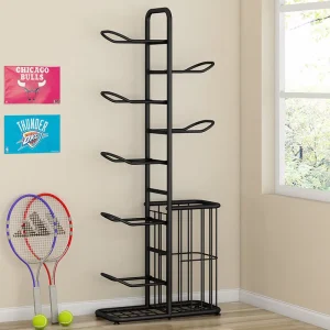 Football Shelf Basketball Organizer Storage Container Steel Retail Store Display Ball Rack