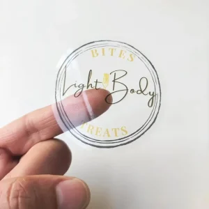 For Glass Plastic Cups Business Name Sticker Roll Clear Vinyl 2 3 Inch Round Transparent Labels Custom Logo Stickers