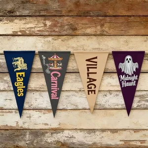 Free Design Custom Colorful Digital Printing Felt Triangle Pennant Sports Football Club Promotional Hanging Display Waterproof