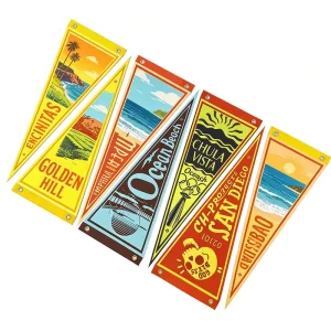 Free Design Custom Felt Outdoor Triangle Felt Flag with Digital Printing Hanging Wind Rope Flag for Camp Atmosphere