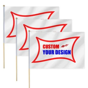 Free Design Custom Printed Handheld Stick Flags Polyester Advertising Events Use Custom Stick Flags