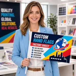 Free Design Handheld Waving Flag 40x60cm 100% Polyester Rectangular Shape Stadium