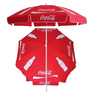 Free Design Outdoor Advertising Custom Logo Printing Sun Outdoor Coca Cola Parasol Garden Beach Folding Marketing Umbrella