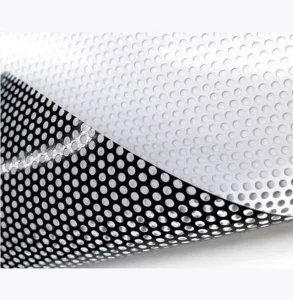 Free Sample Perforated Vinyl Advertising Materials Windows Glass Sticker PVC One Way Vision See Through Vinyl Roll