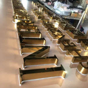 Free Standing Large Outdoor 3D Stainless Steel Brushed Mirror Logo Sign Silver Metal Letters Numbers Elegant Billboard Design
