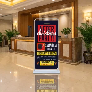 Free Standing Lightweight Curved Aluminum Alloy Iron Flagpole CMYK Printed Door Shape PVC Banners Exhibition Promotion Indoor