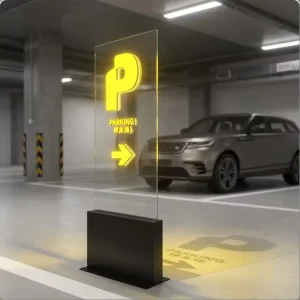 Freestanding Double-Sided Conductive Glass LED Parking Sign Illuminated Floor Stand Directory Guide Board for Buildings Car Use