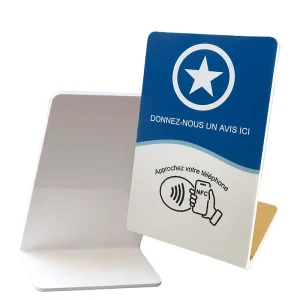 French Support NFC Review Stand 540 Bytes Programmable Tap to Review Table Sign for Restaurant Salon OEM Custom