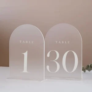 Frosted Arch Place Cards for Wedding 30 Pack 5×7 Acrylic Signs with Stand for Wedding Reception
