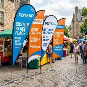 Full Color Digital Printing Custom Beach Flag Promotional Outdoor Feather Banner for Car Dealership and Retail Store