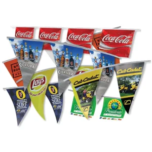 Full Color Hanging Advertising Pennants Mini Long String Triangle Bunting Banner Vinyl Polyester Sports Style Event