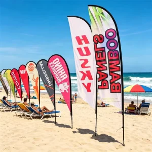Full Color Water Filled Beach Flag with Aluminum Spike Base Fiberglass Flagpole Beach Flag