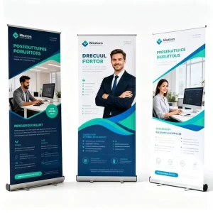 Full Printing Portable Pull Banner Advertising Display Stand 85x200cm Aluminum Retractable Rollup Banner Tool Free Assembly