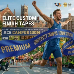 Fully Customizable High Visibility Lightweight Professional Grade Satin Ribbon with Logo for Campus Sports Marathons
