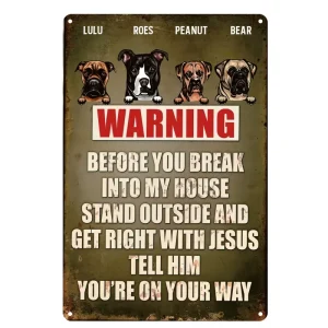 Funny Warning Dog Tin Sign Vintage Metal Sign Restaurant Home Bar Cafe Kitchen Wall Decor Metal Poster