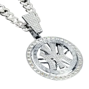 Game Day Accessory New York Yankees Pendant Baseball Champions Necklaces High Quality Unisex Gold Plated Alloy Cuban
