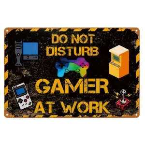 Gamer at Work Personalized Vintage Tin Sign Coffee Bar Garage Man Cave Wall Decoration Metal Sign Small Tin Plate Custom