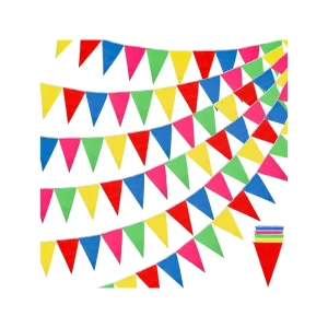 Garden Festive Decorations Colored Rectangle String Pennant Flag Banner Green Red Yellow Polyester Flags Die Cutting Printing