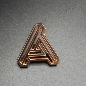 Geometric Hollow Letter Metal Brooch Rose Gold Edge Lightweight Zinc Alloy for Brand Identity Gifts Office Lapel Accessories