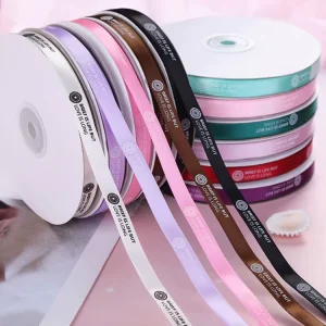 Gift Package Tape Design Custom Logo Roll Sublimation Printed Satin Ribbon