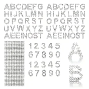 Glitter Rhinestone Letter Alphabet Stickers Waterproof Eco Friendly Custom Design for Clothing & Graduation Cap Decorations