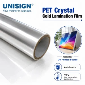 Glossy 150um PET Crystal Cold Lamination Film Anti Yellowing Low Temperature Laminate Sticker Roll for UV Printed KT Board