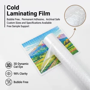 Glossy 3D Cat Eye Soft PVC Casting Cold Laminating Film Bubble Free Permanent Adhesive Waterproof for Photo Album Protection