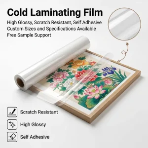 Glossy PVC Cold Laminating Film Soft Bubble Free Waterproof Scratch Resistant Self Adhesive Roll Poster Signage Menu Photo